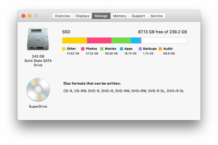 Apple MacOS El Capitan storage