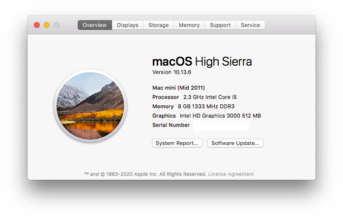 About This Mac Mac Mini High Sierra